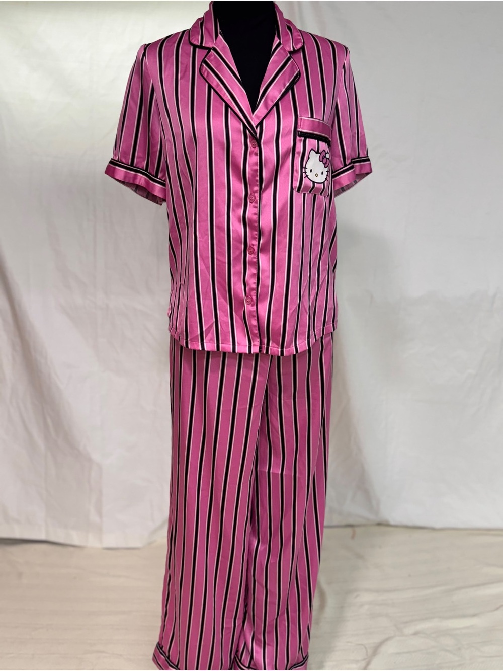 Forever 21 Pink and Black Striped women Pajama Set